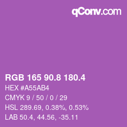 カラーコード: RGB 165 90.8 180.4 | qconv.com