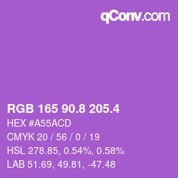 カラーコード: RGB 165 90.8 205.4 | qconv.com