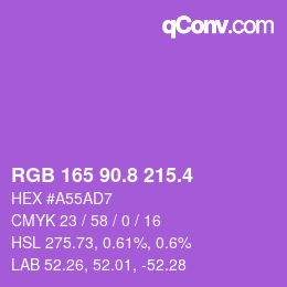 カラーコード: RGB 165 90.8 215.4 | qconv.com