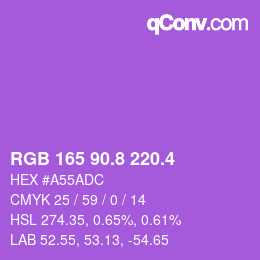 カラーコード: RGB 165 90.8 220.4 | qconv.com