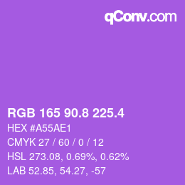 カラーコード: RGB 165 90.8 225.4 | qconv.com