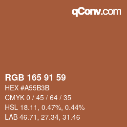 颜色代码: RGB 165 91 59 | qconv.com