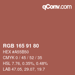 Farbcode: RGB 165 91 80 | qconv.com