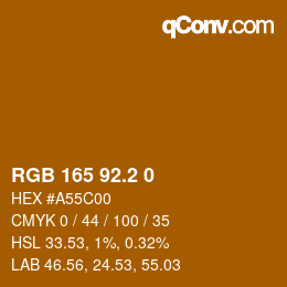 Color code: RGB 165 92.2 0 | qconv.com