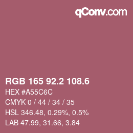 カラーコード: RGB 165 92.2 108.6 | qconv.com