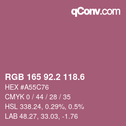 カラーコード: RGB 165 92.2 118.6 | qconv.com
