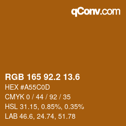 カラーコード: RGB 165 92.2 13.6 | qconv.com