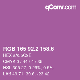 カラーコード: RGB 165 92.2 158.6 | qconv.com