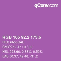 カラーコード: RGB 165 92.2 173.6 | qconv.com