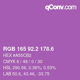 カラーコード: RGB 165 92.2 178.6 | qconv.com