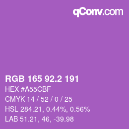 カラーコード: RGB 165 92.2 191 | qconv.com