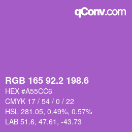 カラーコード: RGB 165 92.2 198.6 | qconv.com