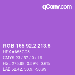 カラーコード: RGB 165 92.2 213.6 | qconv.com