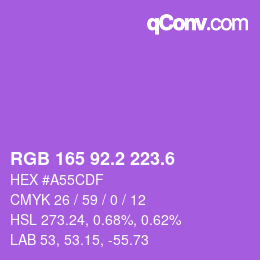 カラーコード: RGB 165 92.2 223.6 | qconv.com