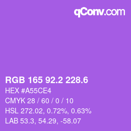 カラーコード: RGB 165 92.2 228.6 | qconv.com