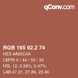 カラーコード: RGB 165 92.2 74 | qconv.com