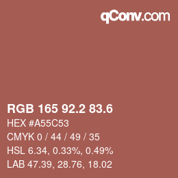 カラーコード: RGB 165 92.2 83.6 | qconv.com