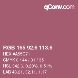 カラーコード: RGB 165 92.6 113.6 | qconv.com