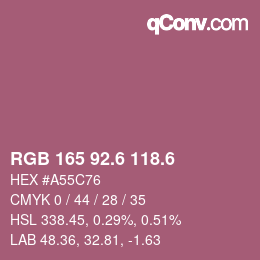 カラーコード: RGB 165 92.6 118.6 | qconv.com