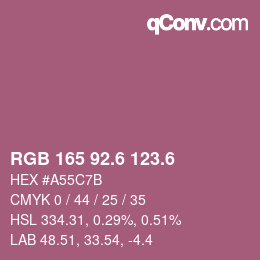 カラーコード: RGB 165 92.6 123.6 | qconv.com