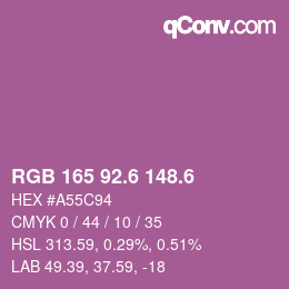 カラーコード: RGB 165 92.6 148.6 | qconv.com