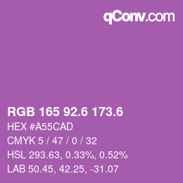 カラーコード: RGB 165 92.6 173.6 | qconv.com