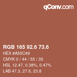 カラーコード: RGB 165 92.6 73.6 | qconv.com