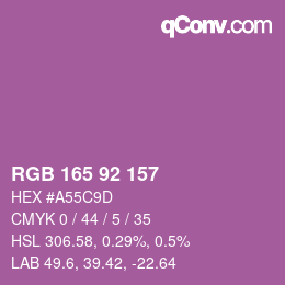 カラーコード: RGB 165 92 157 | qconv.com