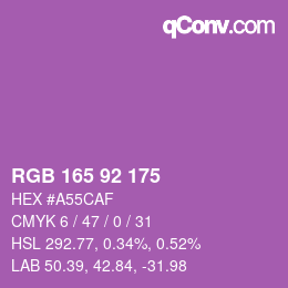 カラーコード: RGB 165 92 175 | qconv.com