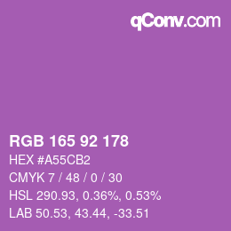 カラーコード: RGB 165 92 178 | qconv.com