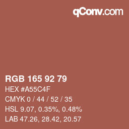 Color code: RGB 165 92 79 | qconv.com