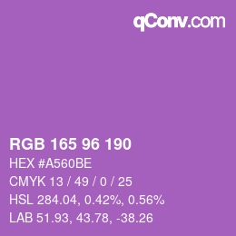 Color code: RGB 165 96 190 | qconv.com