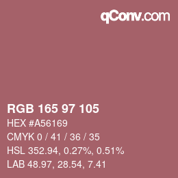 Color code: RGB 165 97 105 | qconv.com