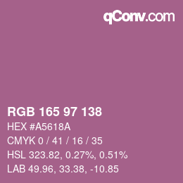 Código de color: RGB 165 97 138 | qconv.com