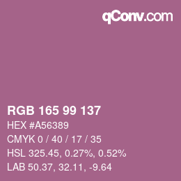 Color code: RGB 165 99 137 | qconv.com