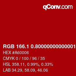 カラーコード: RGB 166.1 0.80000000000001 6 | qconv.com