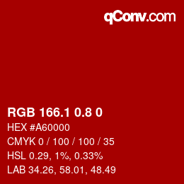 Código de color: RGB 166.1 0.8 0 | qconv.com