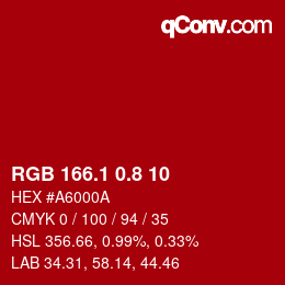カラーコード: RGB 166.1 0.8 10 | qconv.com