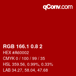 カラーコード: RGB 166.1 0.8 2 | qconv.com