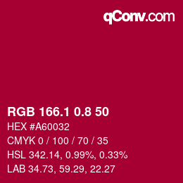 カラーコード: RGB 166.1 0.8 50 | qconv.com