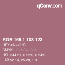 カラーコード: RGB 166.1 108 123 | qconv.com