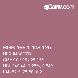 カラーコード: RGB 166.1 108 125 | qconv.com