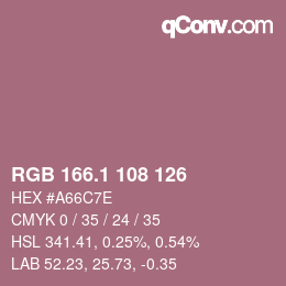 カラーコード: RGB 166.1 108 126 | qconv.com
