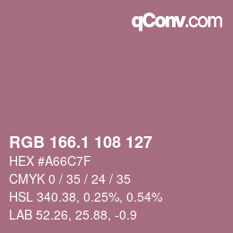 カラーコード: RGB 166.1 108 127 | qconv.com