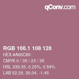 カラーコード: RGB 166.1 108 128 | qconv.com