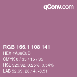 カラーコード: RGB 166.1 108 141 | qconv.com