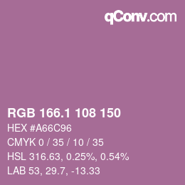 カラーコード: RGB 166.1 108 150 | qconv.com