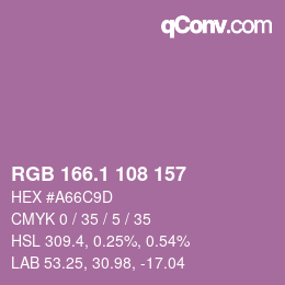 カラーコード: RGB 166.1 108 157 | qconv.com