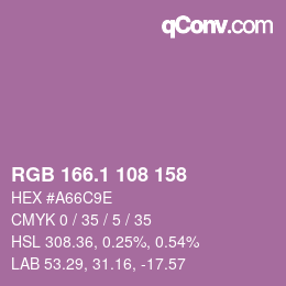 カラーコード: RGB 166.1 108 158 | qconv.com