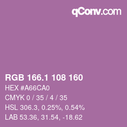 カラーコード: RGB 166.1 108 160 | qconv.com